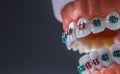 Close-up of a orthodontic model jaws and teeth with braces Royalty Free Stock Photo