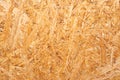 Close up OSB boards are made of brown wood chips sanded into a wooden background. Top view of OSB wood veneer background Royalty Free Stock Photo