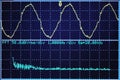 Close-up an oscilloscope monitor Royalty Free Stock Photo