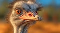 Close up of ostrich head, Bird ostrich with funny look, Big bird from Africa, Long neck and long eyelashes Royalty Free Stock Photo