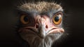 Close up of ostrich head, Bird ostrich with funny look, Big bird from Africa, Long neck and long eyelashes Royalty Free Stock Photo