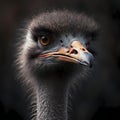 Close Up Ostrich Head. Generative AI