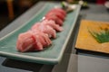 Close up Otoro sushi or tuna blue fin sushi