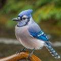 close up of outdoor blue jay bird Royalty Free Stock Photo