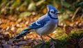 close up of outdoor blue jay bird Royalty Free Stock Photo