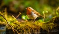 close up of outdoor european robin bird