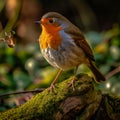 close up of outdoor european robin bird