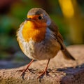 close up of outdoor european robin bird