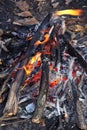 Close up of an outdoor fire burning Royalty Free Stock Photo