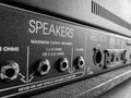 Close up Output Amplifier Back Panel. B&W style. Royalty Free Stock Photo