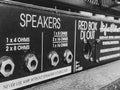 Close up output Black old Amplifier. Royalty Free Stock Photo