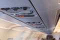 Close up of overhead console in the passenger aircraft Royalty Free Stock Photo