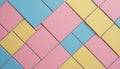 Pastel geometric blocks arrangement light blue pink yellow Royalty Free Stock Photo
