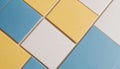 Blue Yellow White Square Tiles Geometric Pattern squares Royalty Free Stock Photo