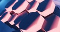 Close-up of overlapping hexagonal shapes in pink and blue creating a futuristic abstract pattern with depth and dimension Royalty Free Stock Photo
