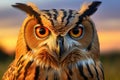 a close up of an owl with orange eyes Royalty Free Stock Photo