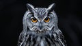 Close Up of Owl With Orange Eyes Royalty Free Stock Photo