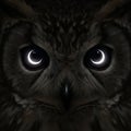 Close-up of an owl\'s face with strikingly large eyes featuring crescent-shaped Royalty Free Stock Photo
