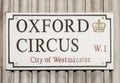 Close-up of Oxford Circus sign