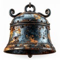Close up of Oxidized Metal Bell with Rusted Texture on White Background Royalty Free Stock Photo