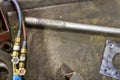 Oxy acetylene welding hoses and taps Royalty Free Stock Photo