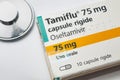 Close-up of pack of Tamiflu oseltamivir, a drug used in some Italian hospitals for the treatment of patients infected with the Royalty Free Stock Photo