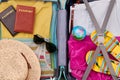 Close up of packed suitcase. Royalty Free Stock Photo