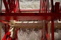 Close up paddle wheel of the Natchez Steamboat