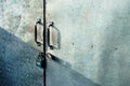 Close up Padlock with old iron gate background. Royalty Free Stock Photo