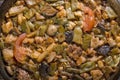 Close-up of paella with vegetables, natural ingredients, European cuisine Royalty Free Stock Photo
