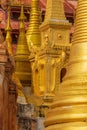 Close Up of pagodas at the Shwe Indein Temple