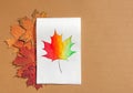 Drawing maple leaf with watercolors Royalty Free Stock Photo
