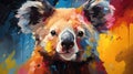 A close up of a painting of a bear