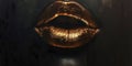 Womans Mouth With Gold Lipstick