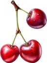 Close-up painting of cherry berry (Prunus avium). AI-Generated.