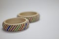 Close up of pair of bangles isolated on white background with space for text Royalty Free Stock Photo