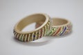 Close up of pair of bangles isolated on white background with space for text Royalty Free Stock Photo