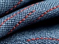 A close up of a pair of blue jeans with red stitching Royalty Free Stock Photo