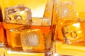 Close-up of a pair of glasses of whiskey with ice Royalty Free Stock Photo