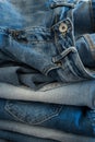 Close-up of a pair of jeans with the word Royalty Free Stock Photo