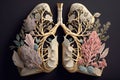 close-up of a pair of lungs made from flowers, with their delicate petals and intricate details visible