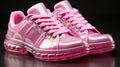 A close up of a pair of pink sneakers. Generative AI image.