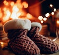 A close up of a pair of slippers on a table Royalty Free Stock Photo