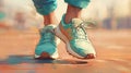 A close up of a pair of walking shoes. Modern style. Comfortable urban sports sneakers. Fashion trendy style. One step at a time. Royalty Free Stock Photo