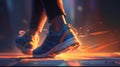 A close up of a pair of walking shoes. Modern style. Comfortable urban sports sneakers. Fashion trendy style. One step at a time. Royalty Free Stock Photo