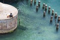 Close up of Pamban Bridge is a railway bridge which connects the town of Rameswaram on Pamban Island to mainland India. With a fis