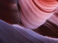 Close up pan of the walls of lower antelope canyon Royalty Free Stock Photo