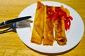 Close-up on a pancake plate, delicious light breakfast.