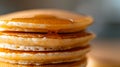 Close-up of a pancake stack with dripping syrup. Ai generation