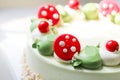 Close up of pandan cake with green color cream.